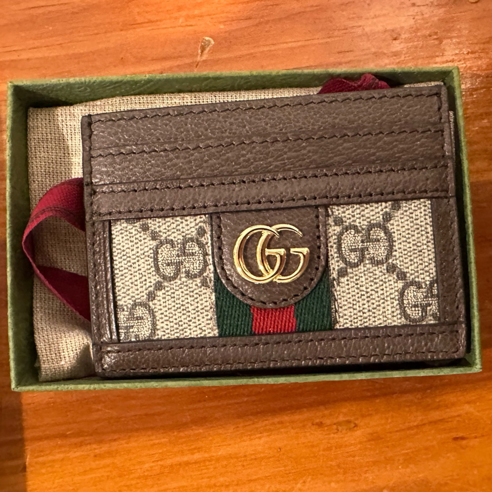 Gucci Brown and Green Card Holder